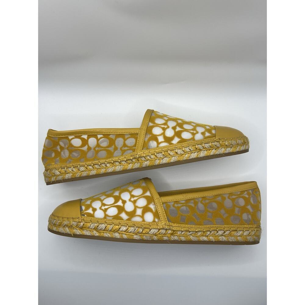 Coach Cleo Espadrille Mesh Signature Cc Mustard Yellow 8 NIB flats - Picture 9 of 10